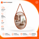 Espelho Redondo Decorativo Adnet Alça Couro Suporte 60cm Sala Quarto Banheiro