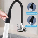 Torneira Cozinha Parede Preta Flexível Duplo Jato Cone 1/4 de Volta