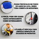 Kit Automotivo Flanela de Microfibra 30x40cm + 05 Pincel Detalhamento + Luva Microfibra
