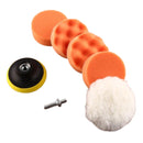 Kit Boina Automotiva Polimento 3 Pol. 7 Peças Espuma e Lã Com Suporte Para Furadeira e Parafusadeira